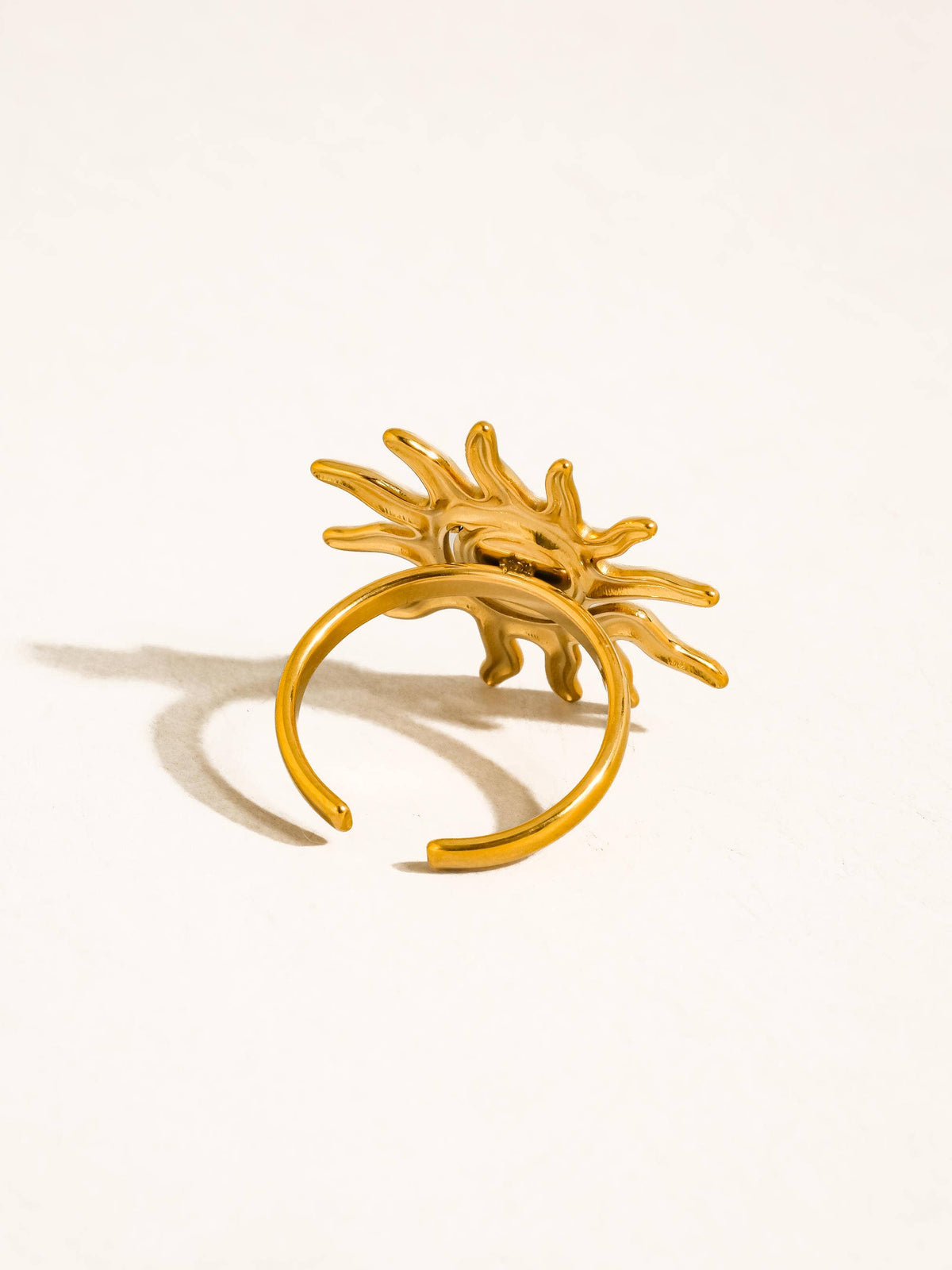 Hawthorne 18K Gold Non-Tarnish Tiger Eye Sun Ring: Brown / 7