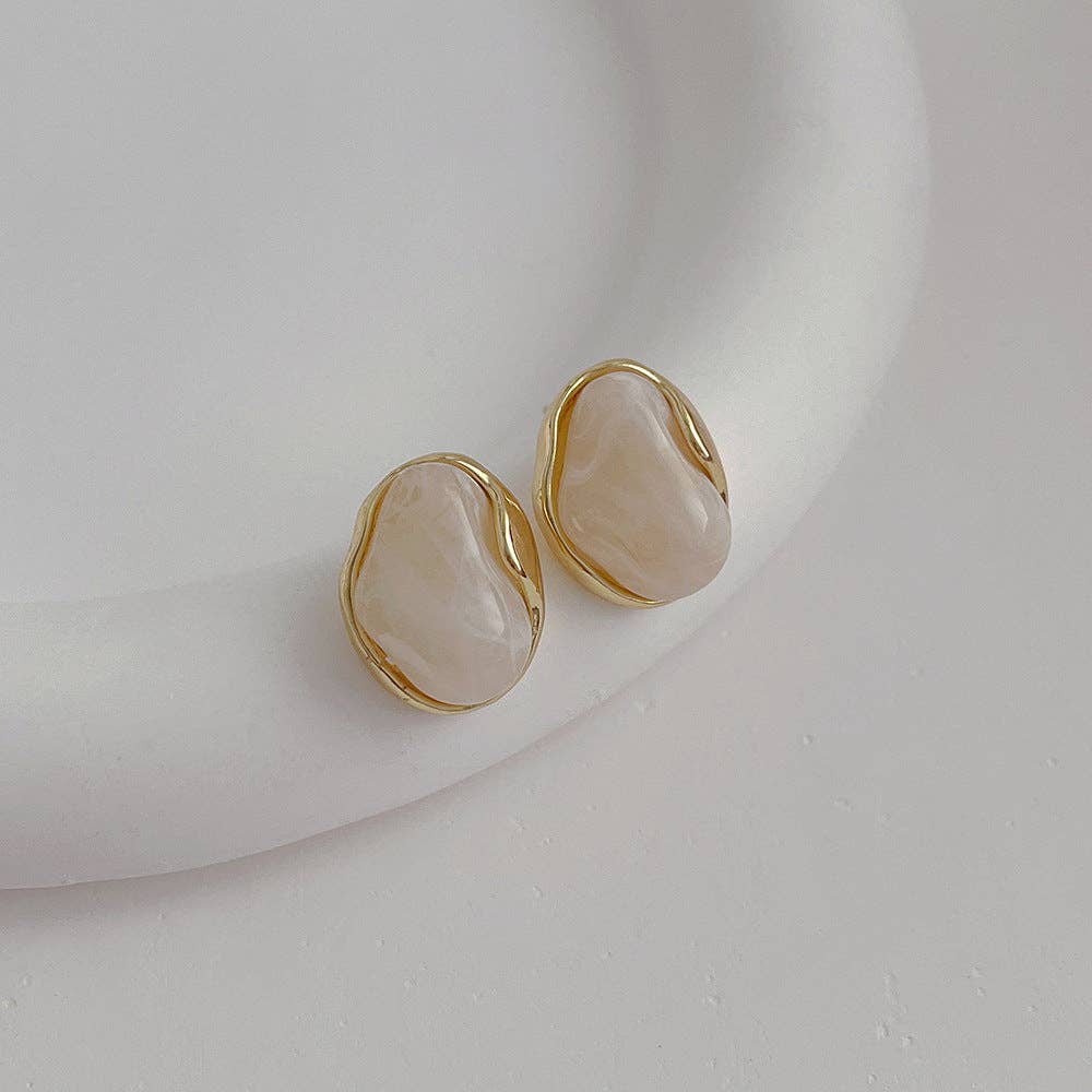 Simple Acrylic Stud Earrings - White