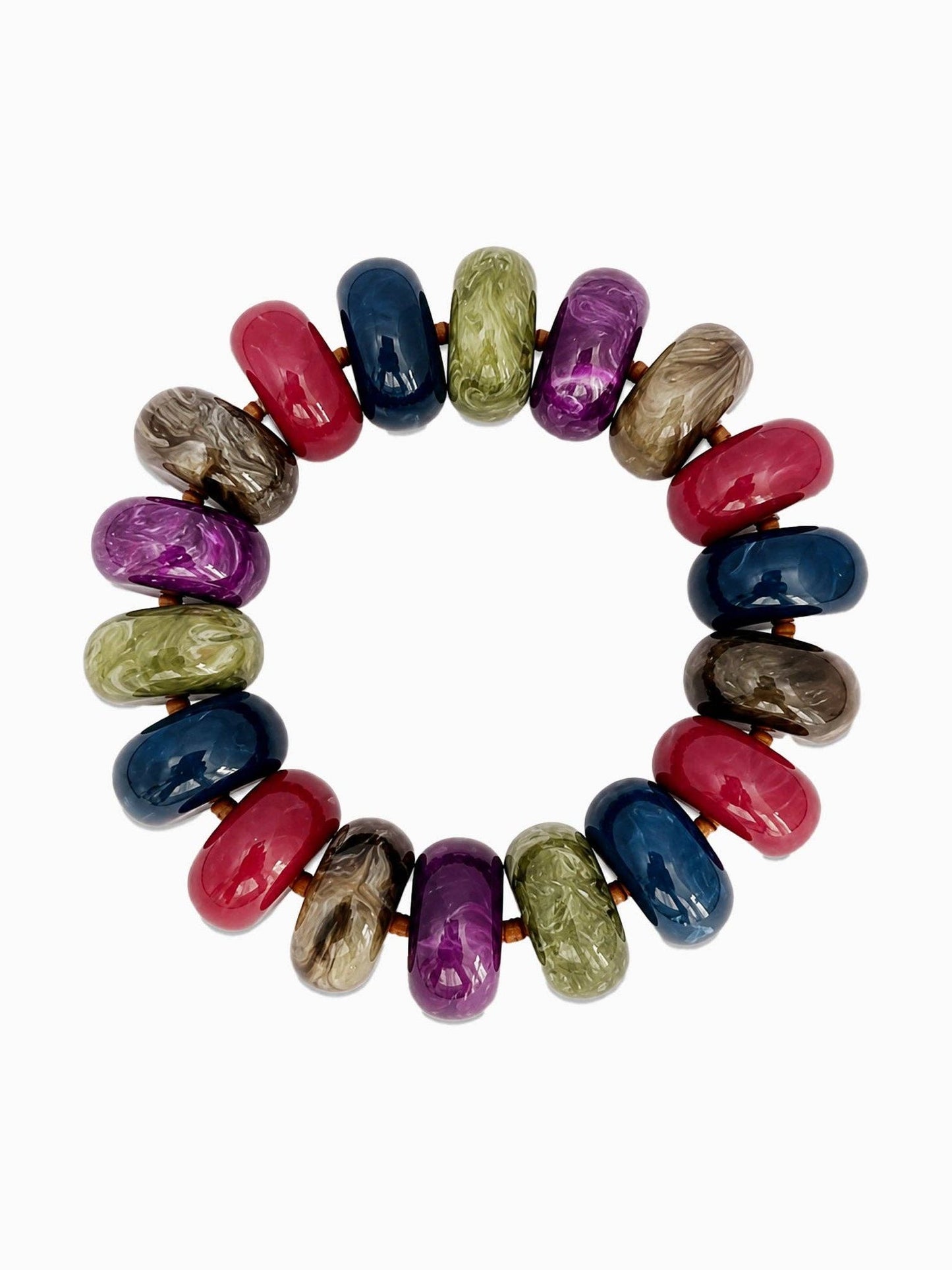 Chunky Marble Beaded Stretch Bracelet: Dark Multi