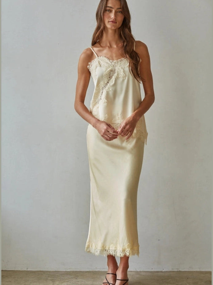 CAROLINE LACE HEM MIDI SKIRT