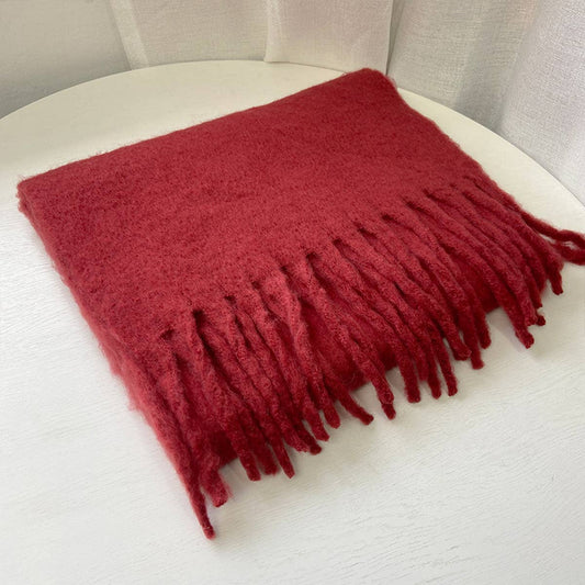 Soft Mohair Feel Scarf: Burgundy