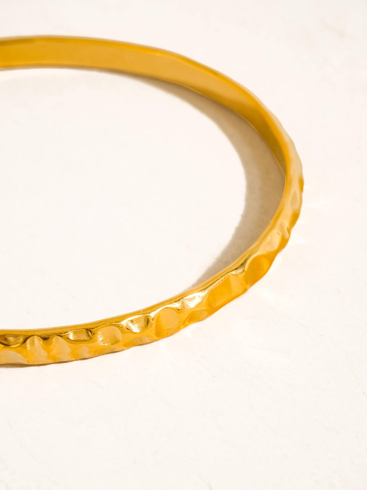 Emerson 18K Gold Non-Tarnish Hammered Bangle Bracelet: Yellow Gold