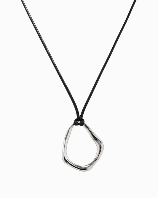 Abstract Wave Cord Necklace: Silver