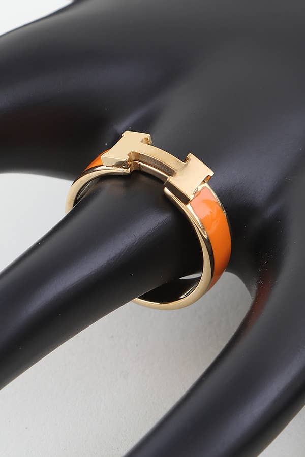 Enamel H Design Ring: Orange