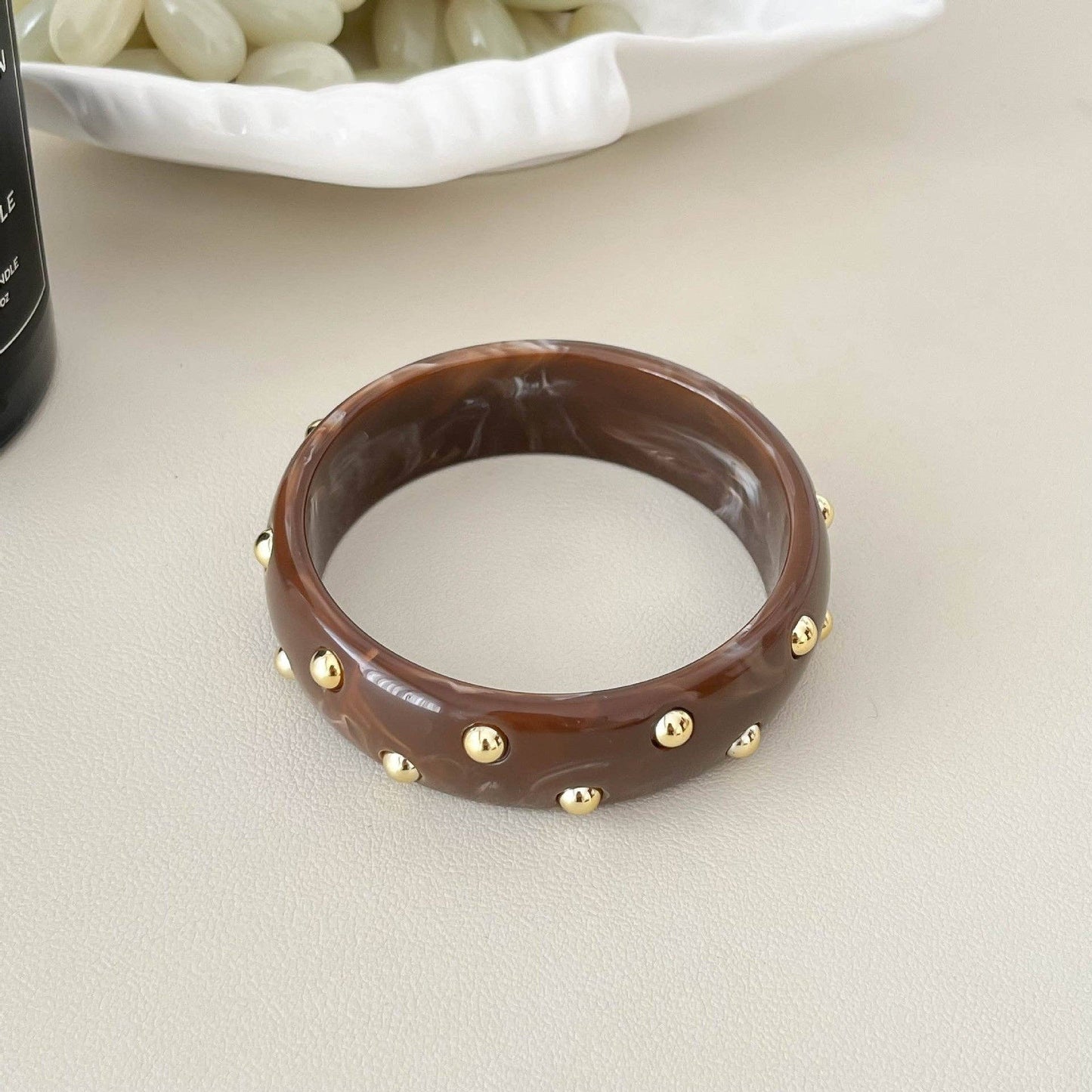 Gold Stud Acrylic Bangle Bracelet