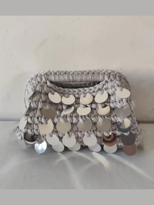 ST. TROPEZ SEQUIN CLUTCH SILVER