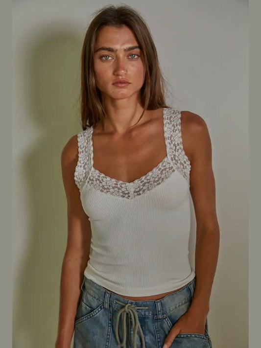 Madison Lace Cami - White