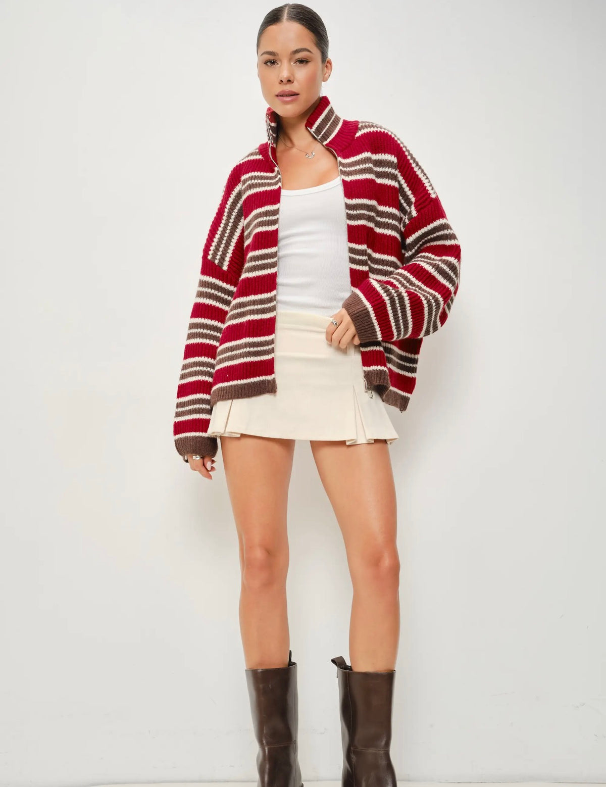 ARI STRIPED ZIP UP JACKET