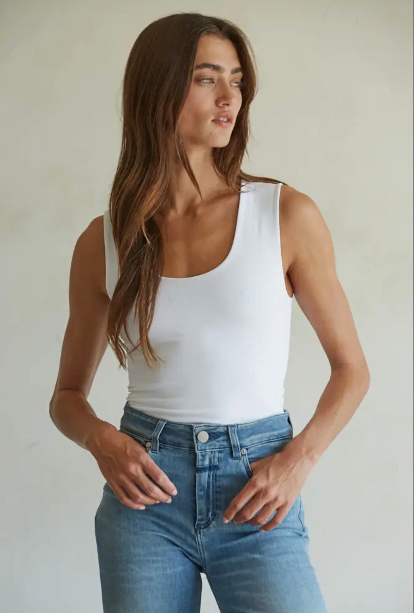 CLEO DOUBLE LINED TANK WHITE