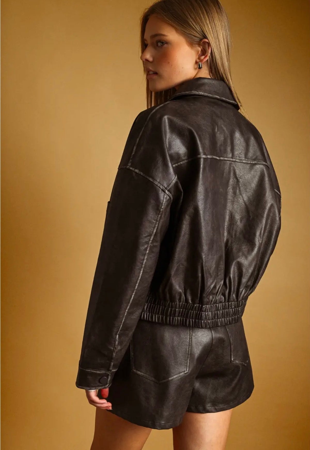 SARA BUTTON FRONT JACKET - VINTAGE BROWN