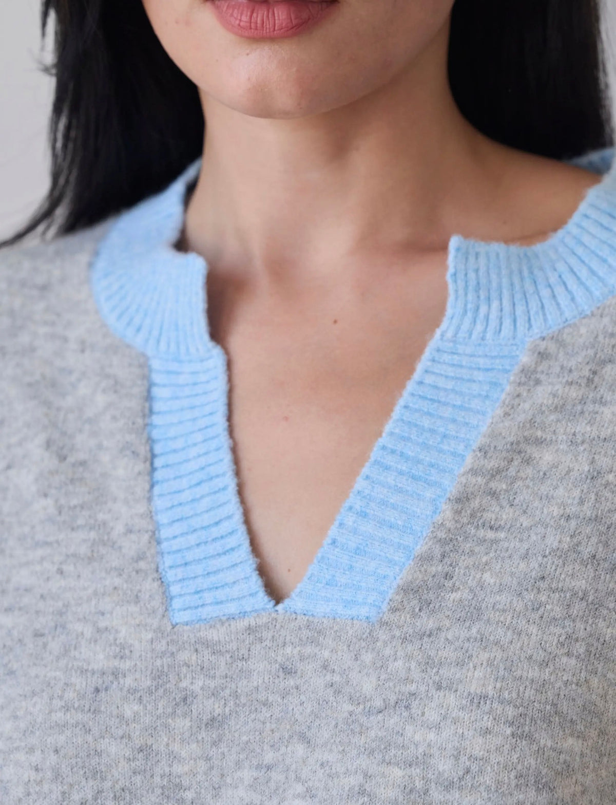 Oryn Contrast Trim V-Neck Sweater