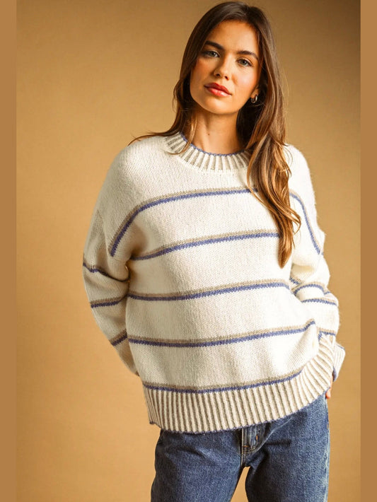 Round Neck Long Sleeve Sweater Top