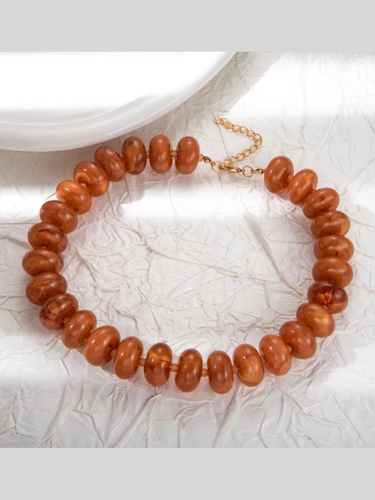 Statement Beaded Necklace: Caramel