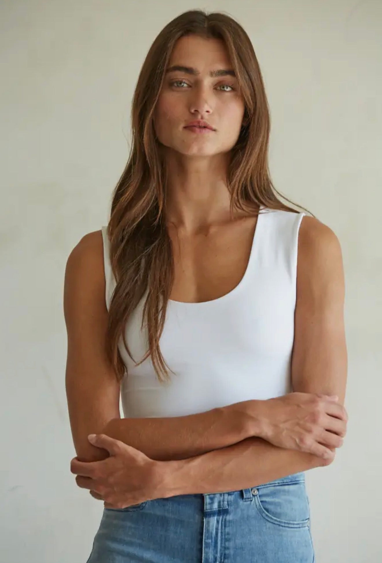 CLEO DOUBLE LINED TANK WHITE