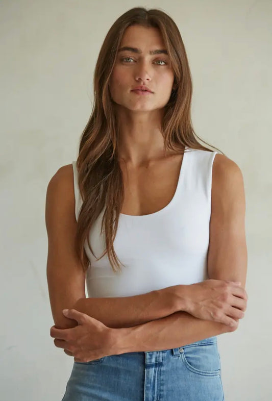 CLEO DOUBLE LINED TANK WHITE