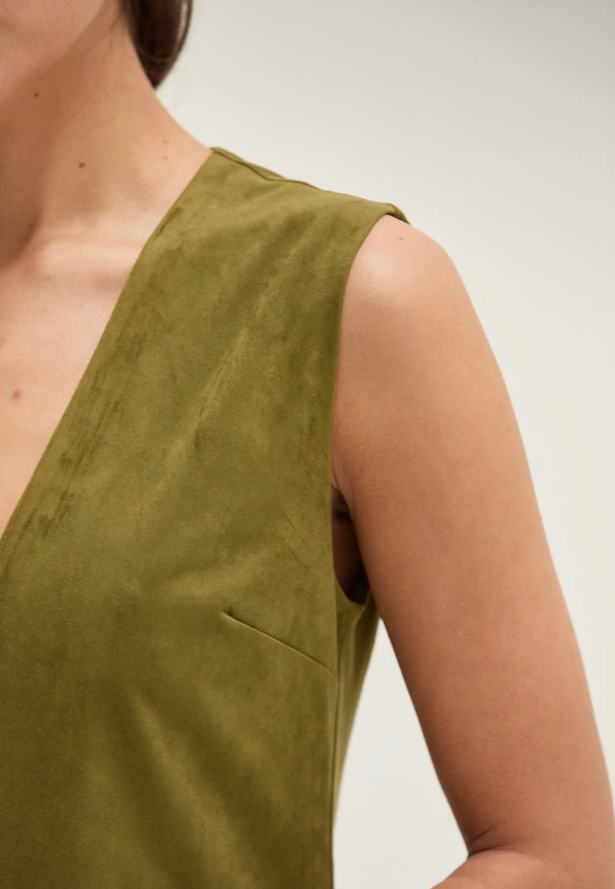 Von V-Neck Suede Shift Mini Dress