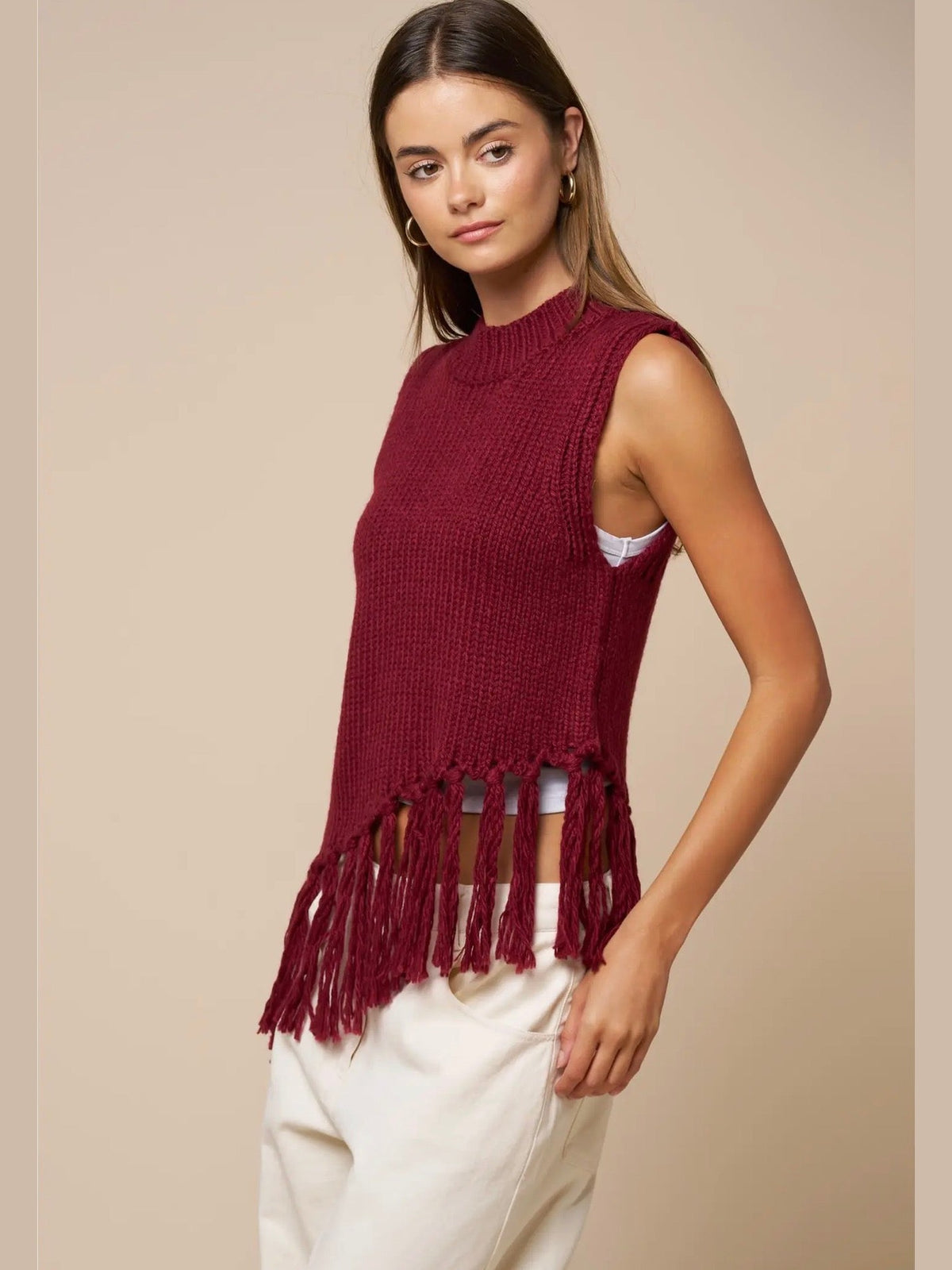 TESSA FRINGE SWEATER TANK