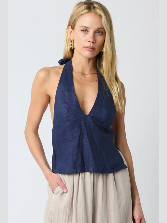 KENYA HALTER LINEN TOP