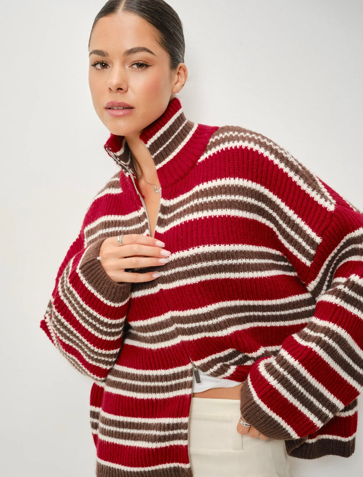 ARI STRIPED ZIP UP JACKET