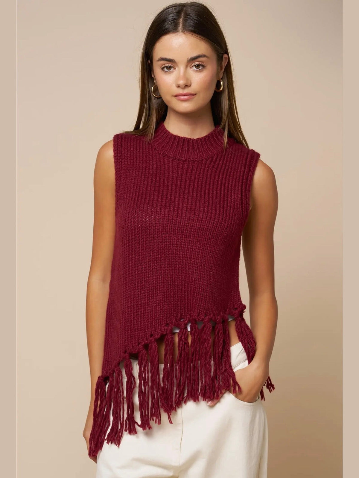 TESSA FRINGE SWEATER TANK