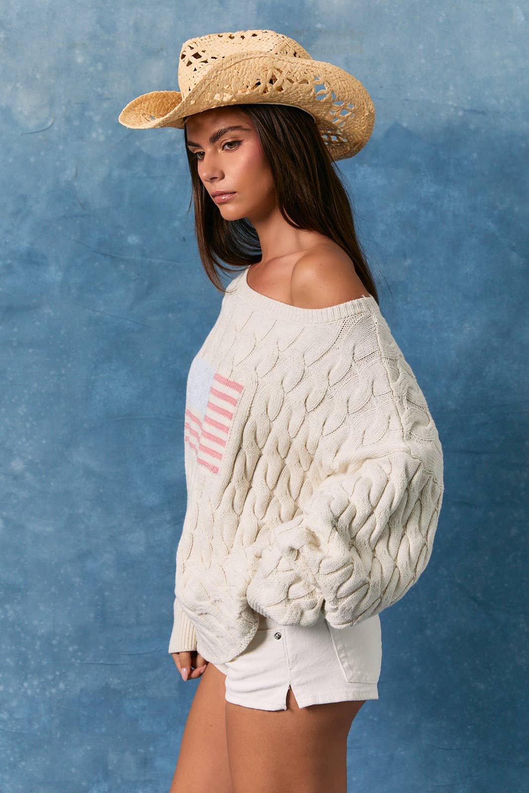 AMERICANA FLAG CABLE SWEATER