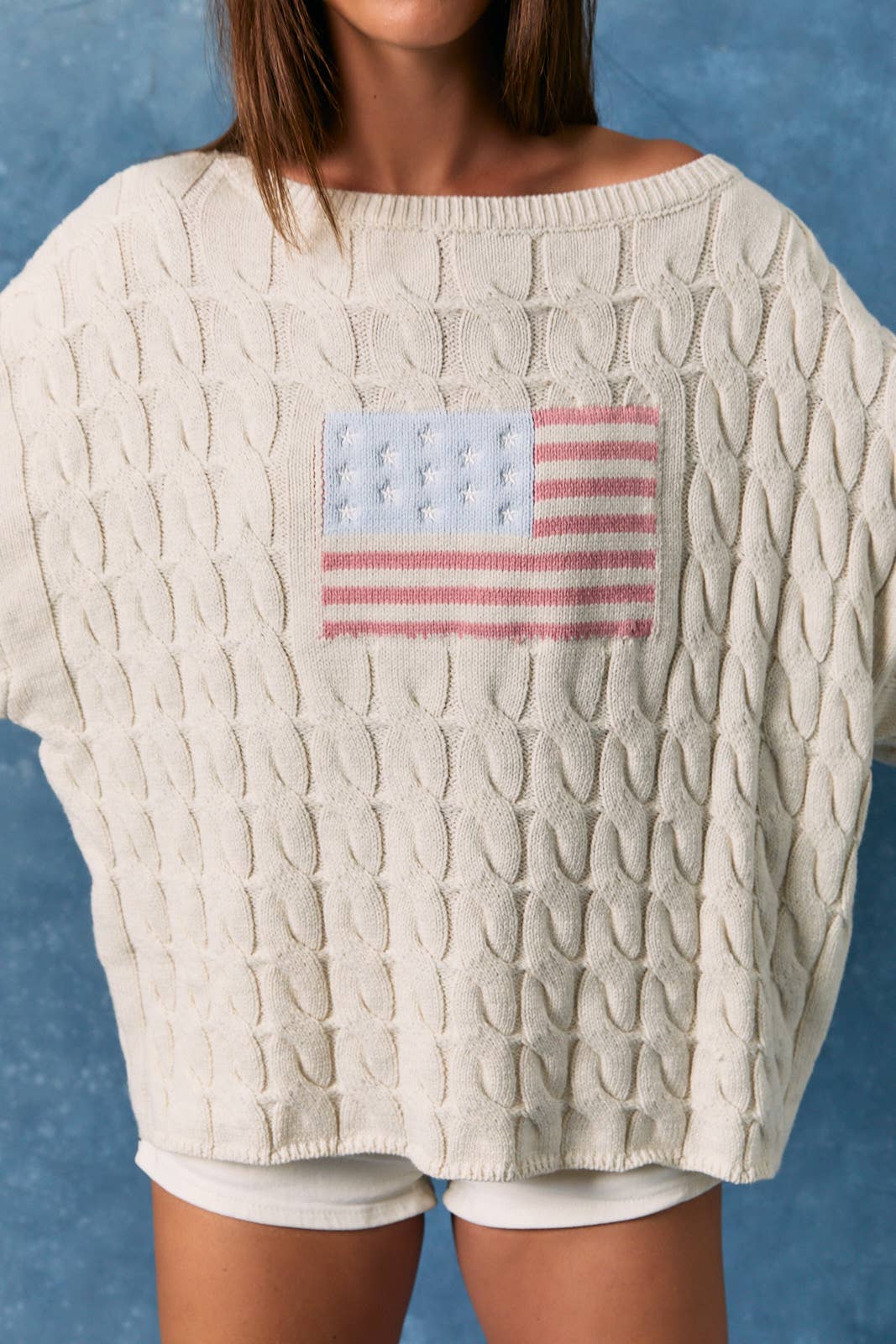 AMERICANA FLAG CABLE SWEATER