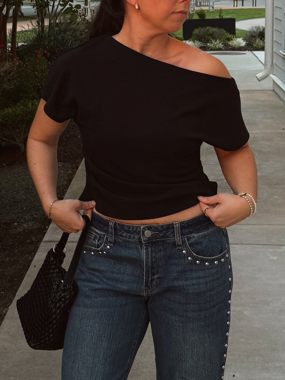 Boat Neck Asymmetric Top