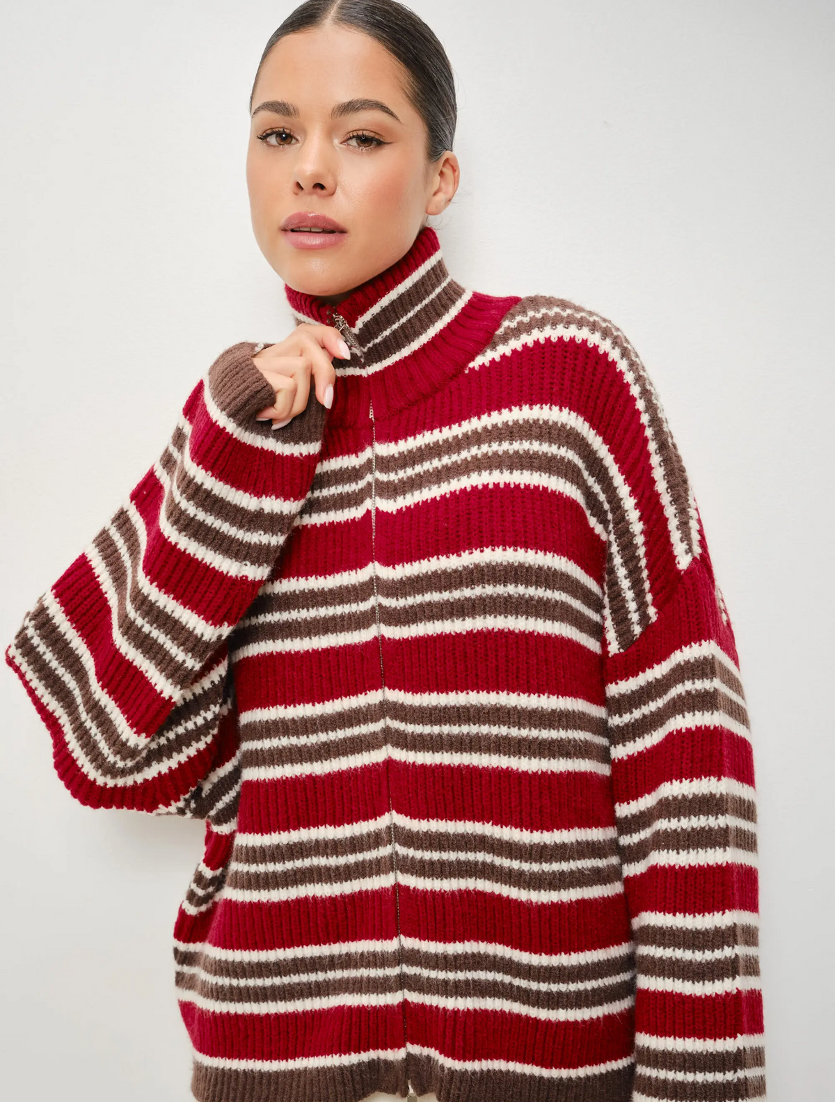 ARI STRIPED ZIP UP JACKET
