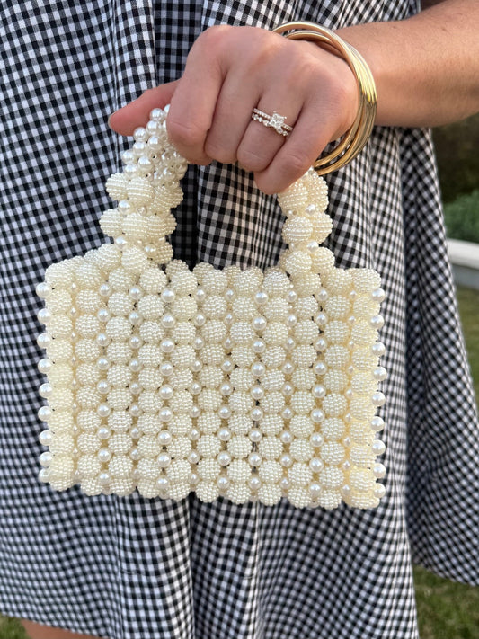 QUIET LUXURY PEARL BEAD HANDBAG