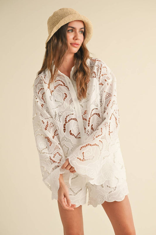 MILLIE FLORAL EYELET BLOUSE