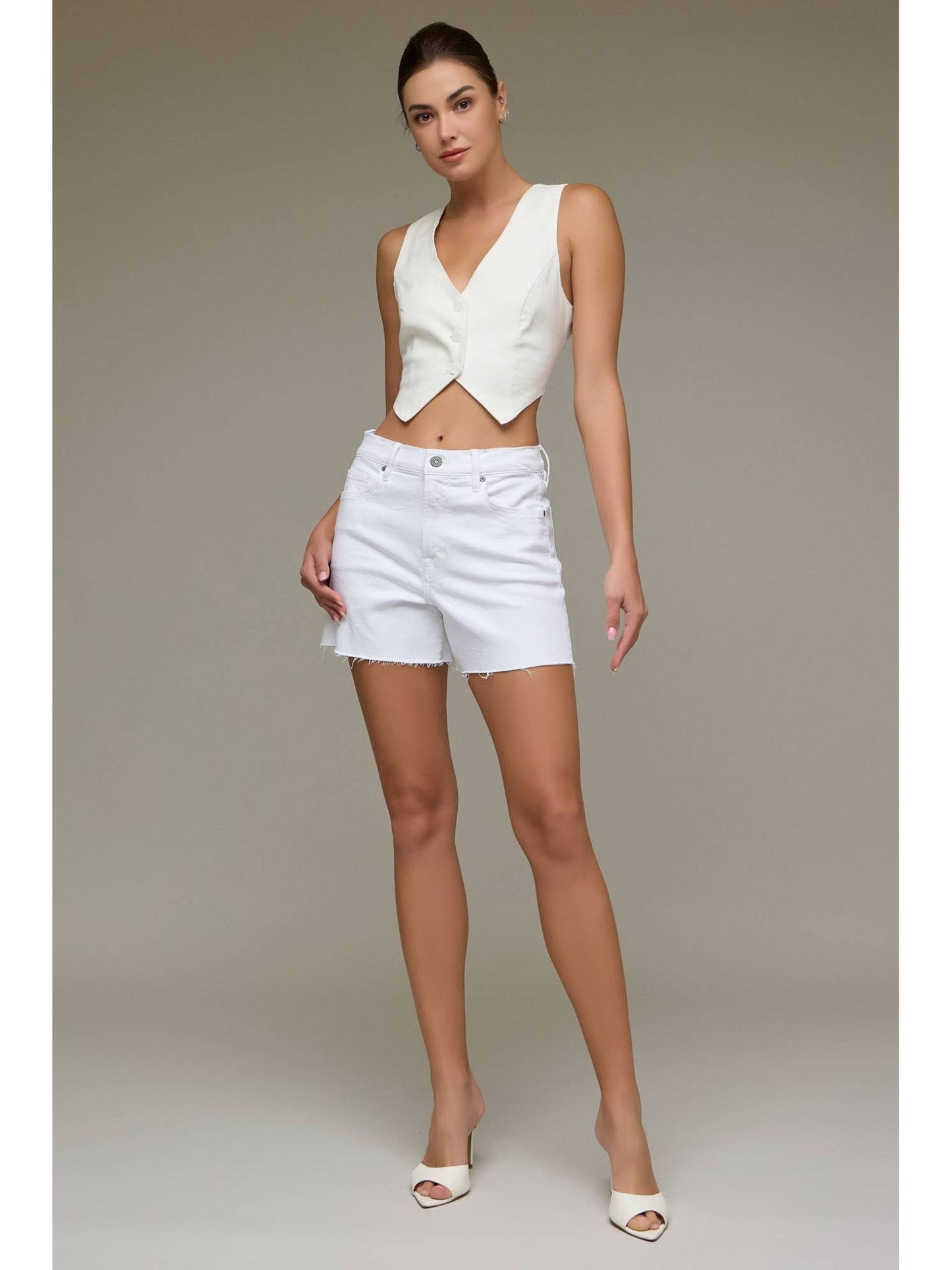 Abby White 4" Inseam A Line Shorts