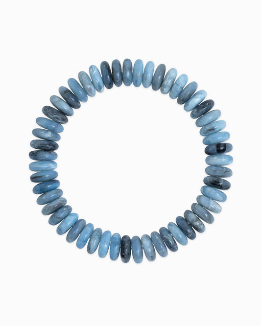 Wide Marble Beaded Stretch Bracelet: Navy