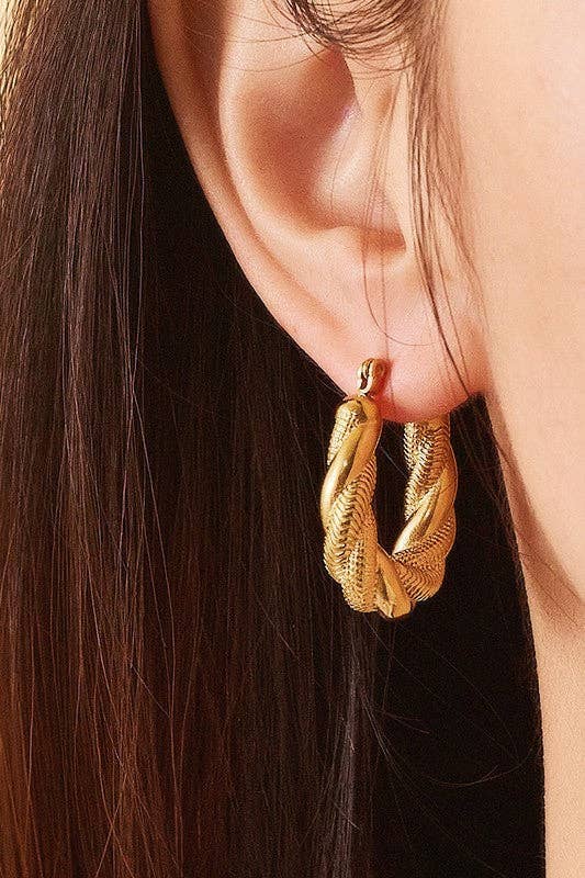 18K Gold Plated Waterproof Stainless Steel Hoop Earrings