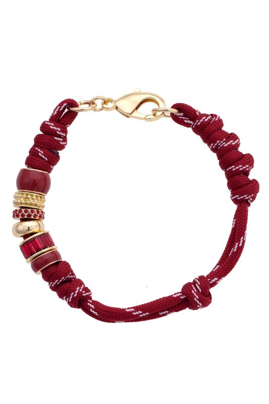Lottie Multi Bead Paracord Bracelet: Crimson
