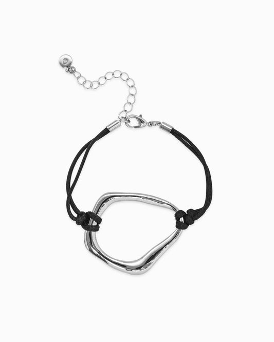 Abstract Wave Cord Bracelet: Silver