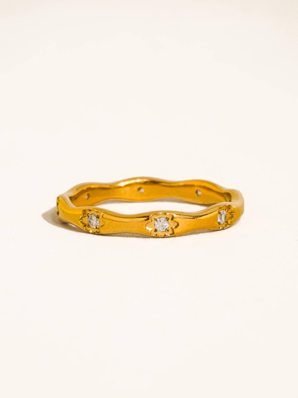 Vendome 18K Gold Non-Tarnish CZ Starburst Ring: Yellow Gold