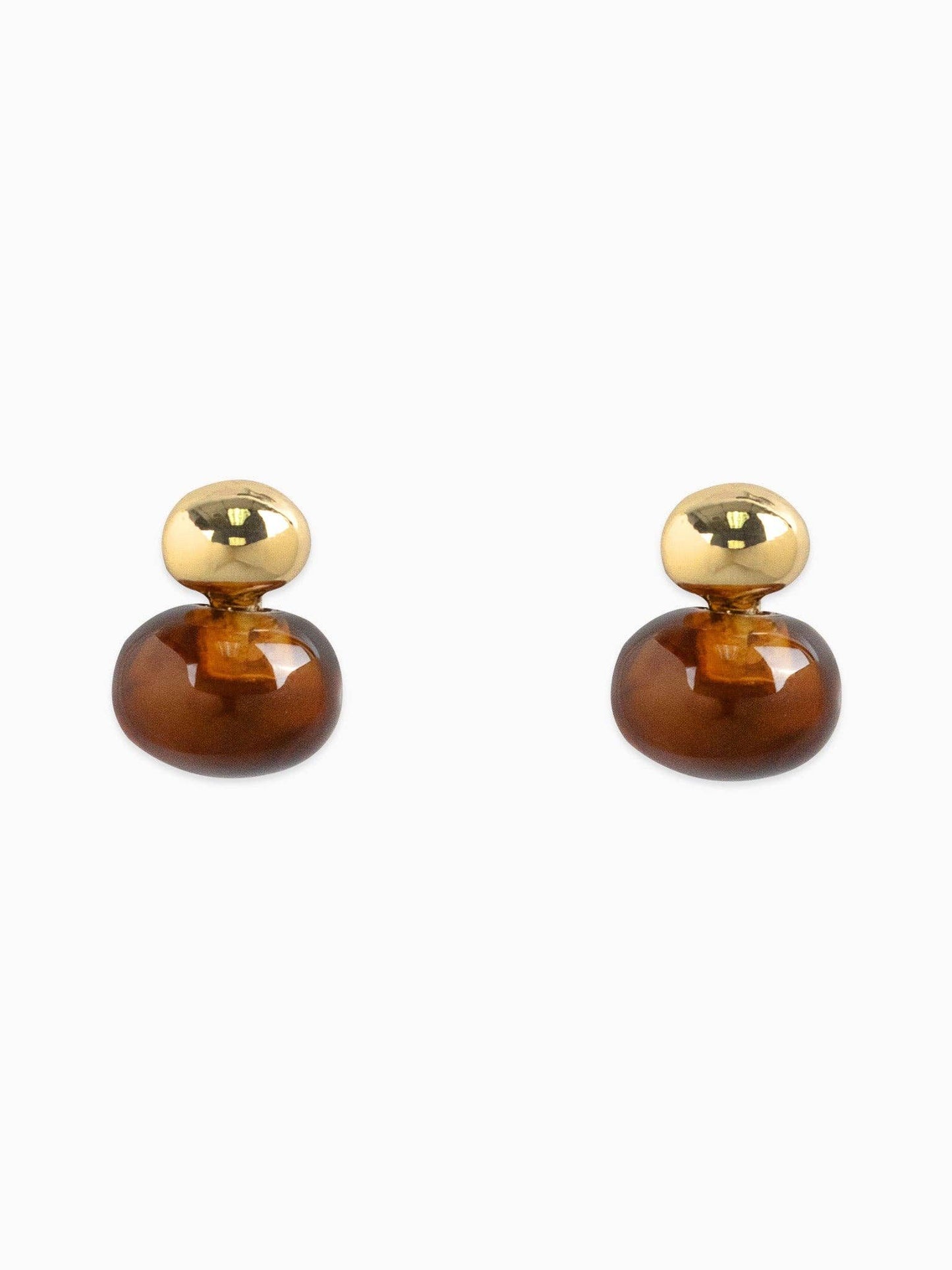 Double Vision Marble Stone Studs: Brown