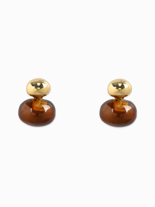Double Vision Marble Stone Studs: Brown