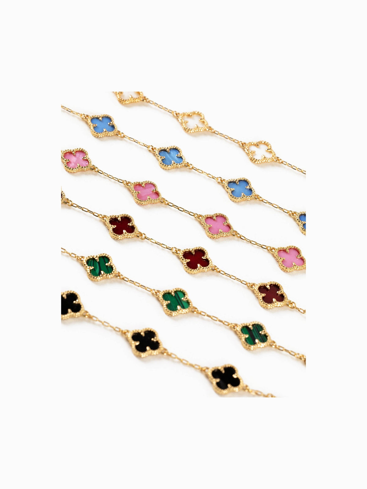 Double Sided Pearl Clover Chain Bracelet: Black