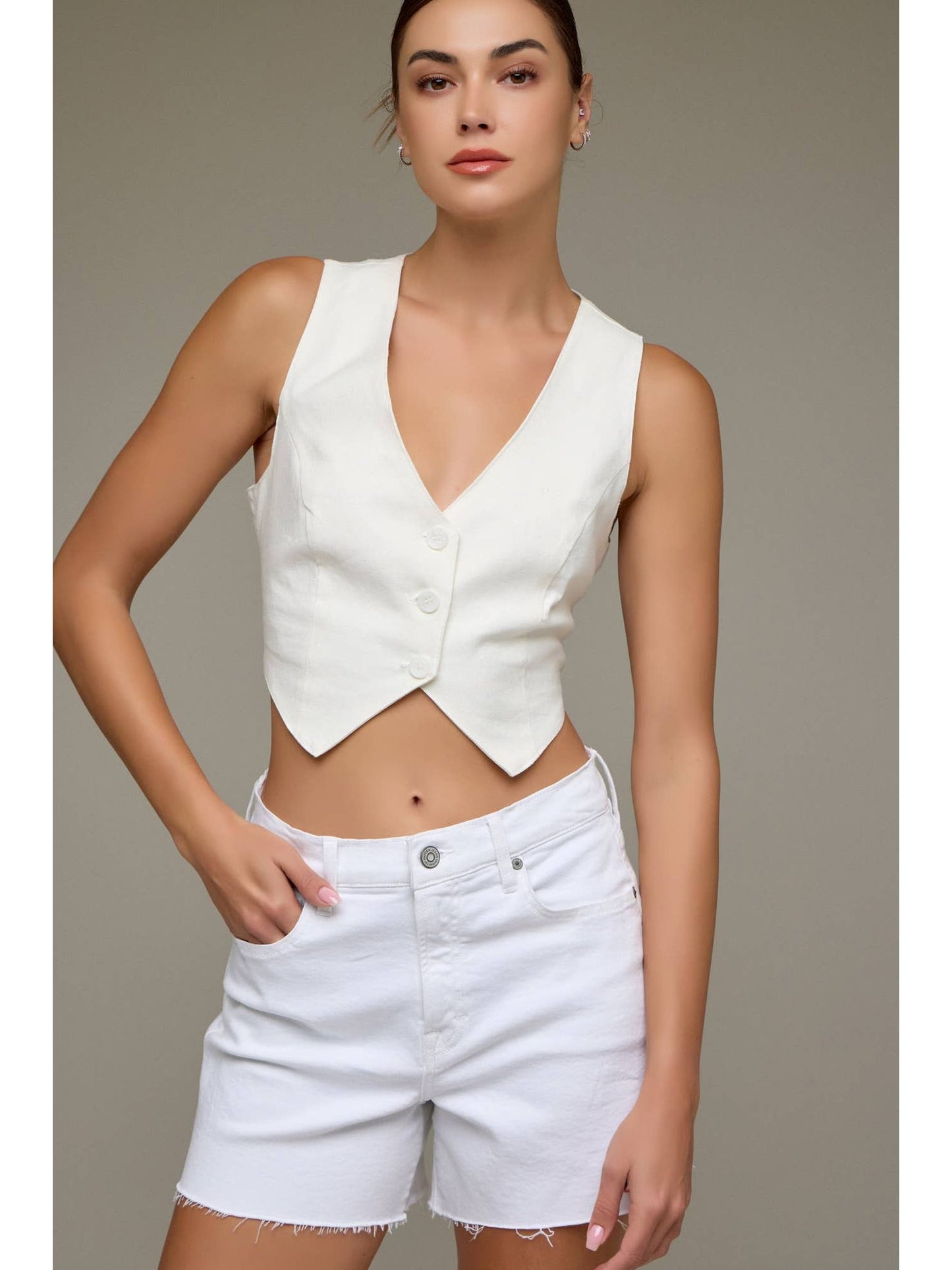 Abby White 4" Inseam A Line Shorts