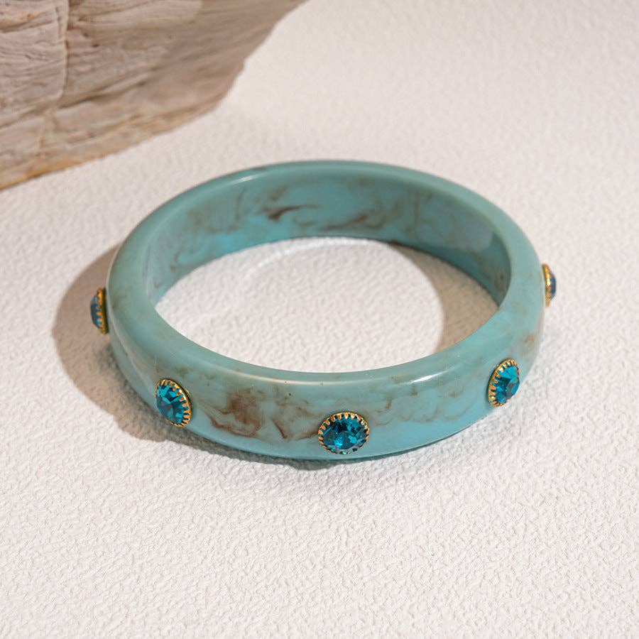 Turquoise Rhinestone Acrylic Bangle Bracelet
