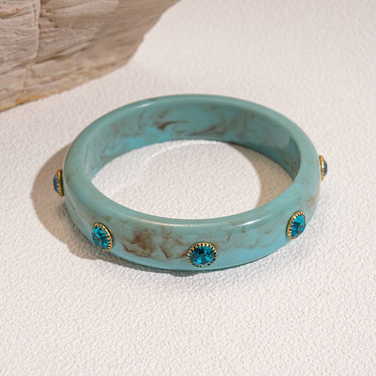 Turquoise Rhinestone Acrylic Bangle Bracelet