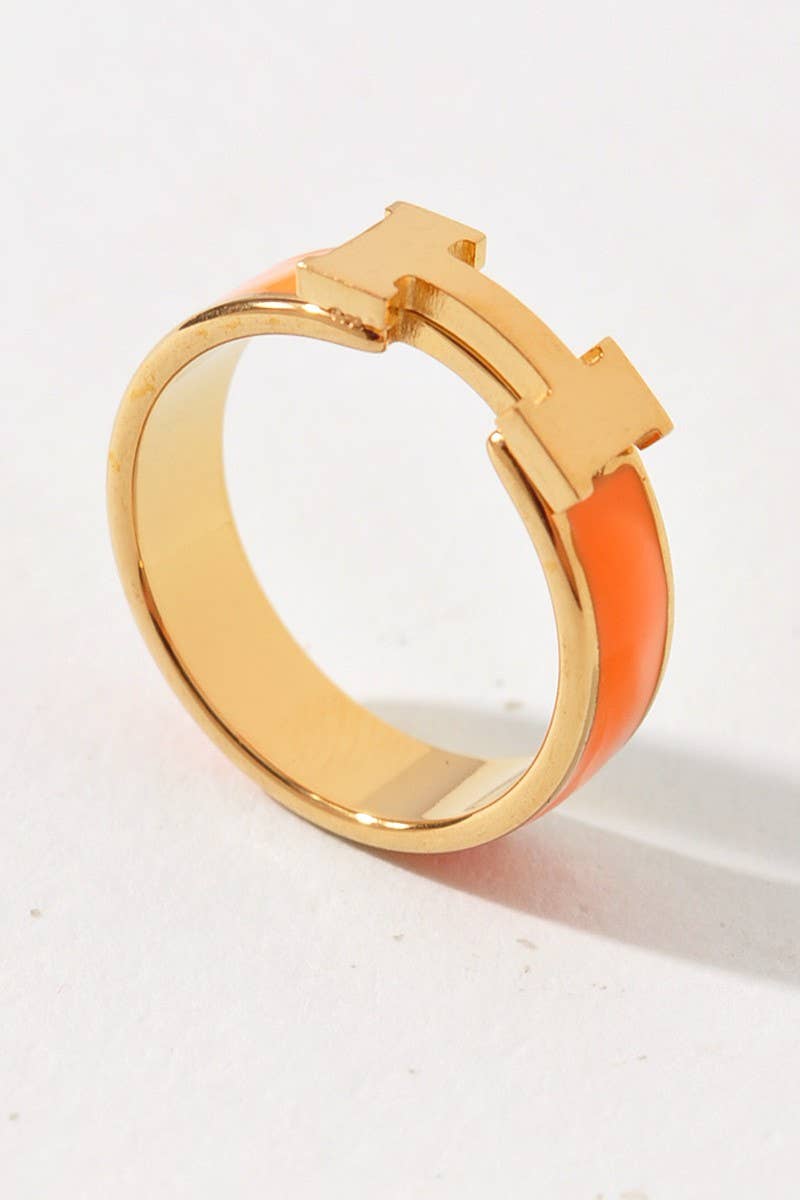 Enamel H Design Ring: Orange