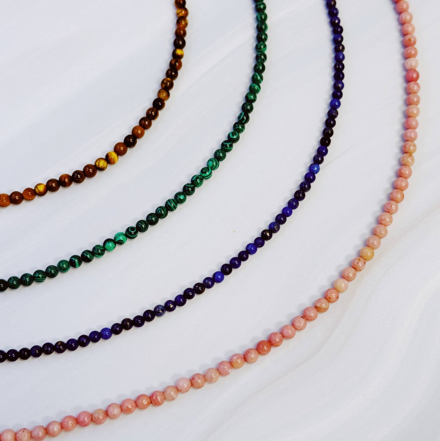 Natural Stone Beads Single Strand Necklace: Tiger's Eye Brown