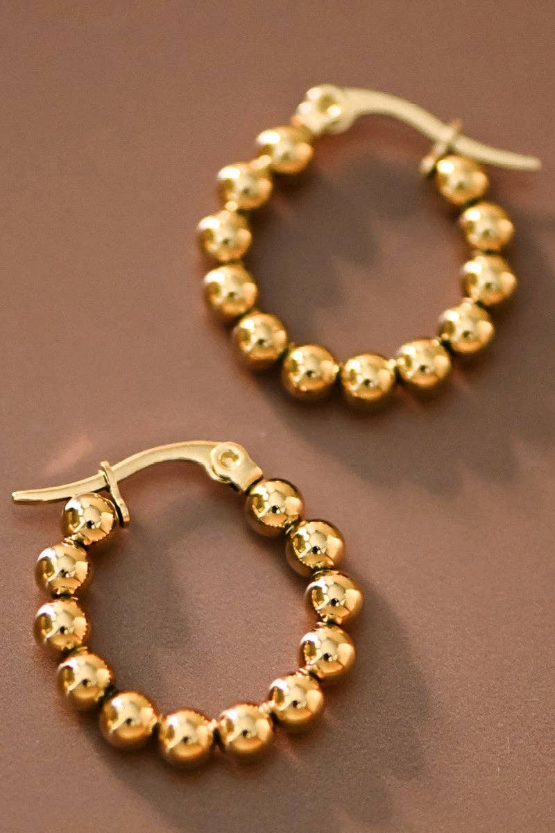 18K Gold Plated Waterproof Stainless Steel Hoop Earrings
