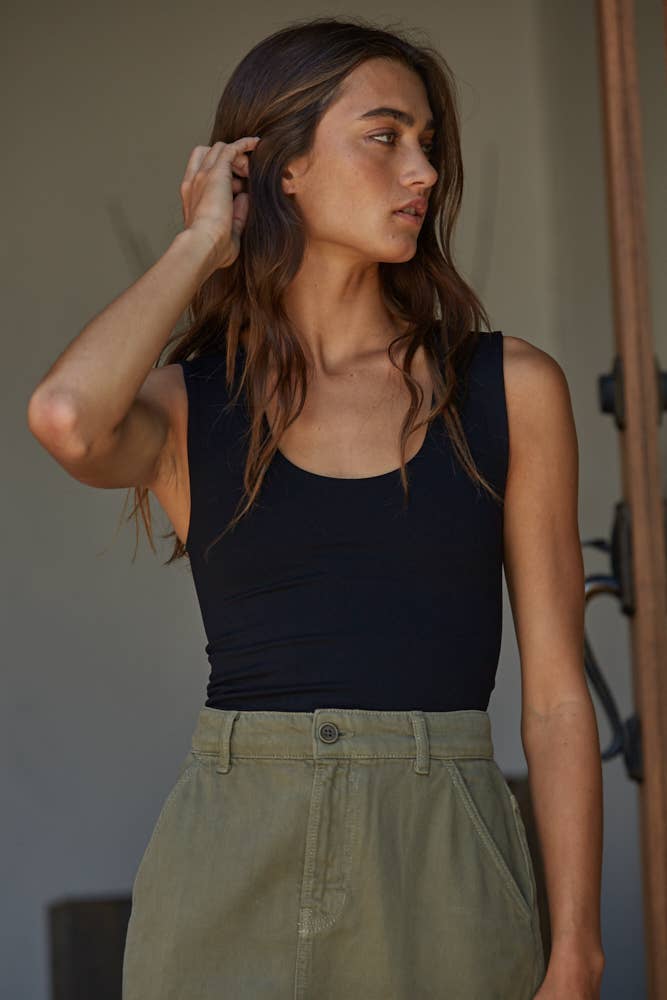 CLEO DOUBLE LINED TANK BLACK