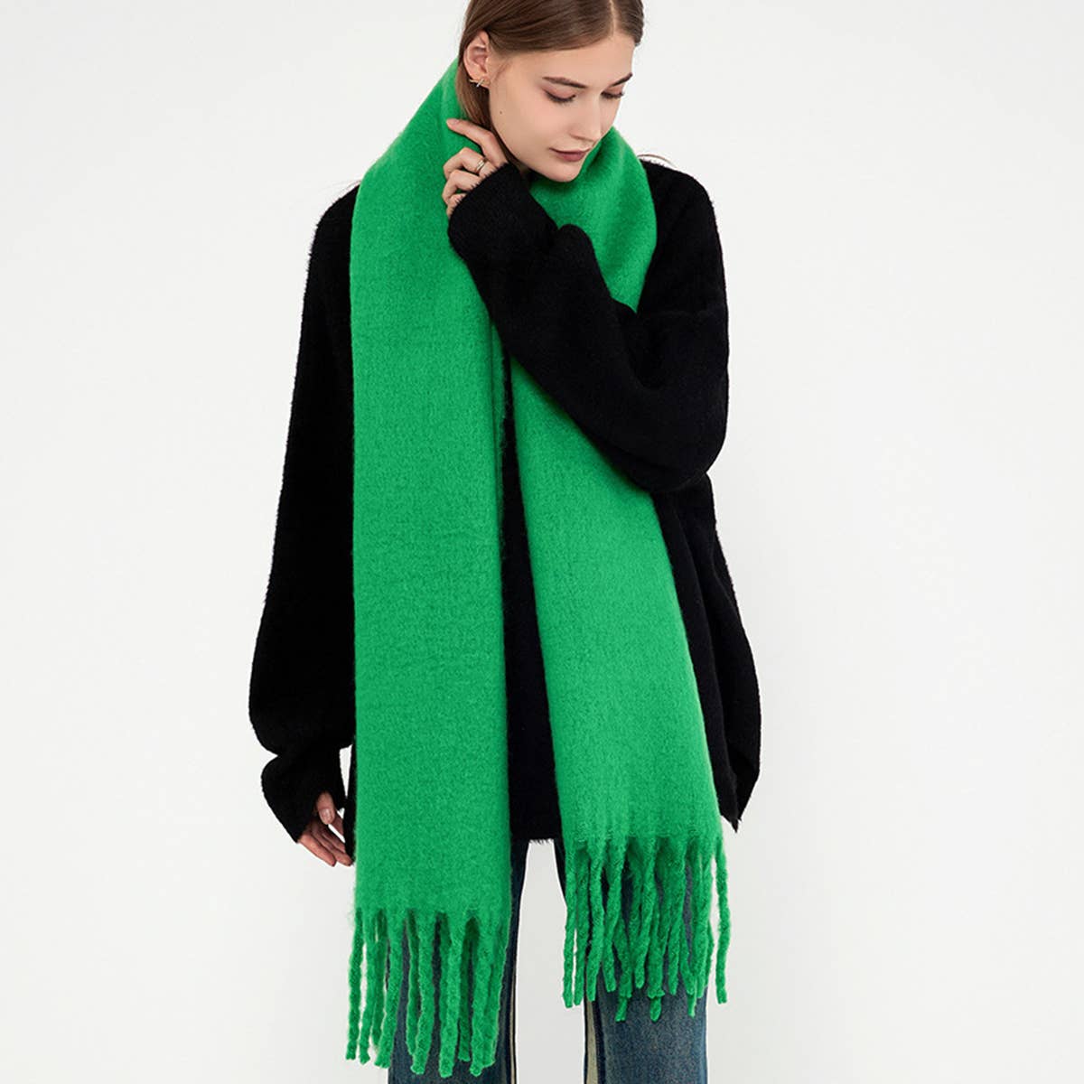 Soft Mohair Feel Scarf: Mocha