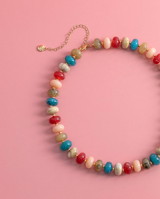 Mood Swirl Marble Bead Necklace: Multi