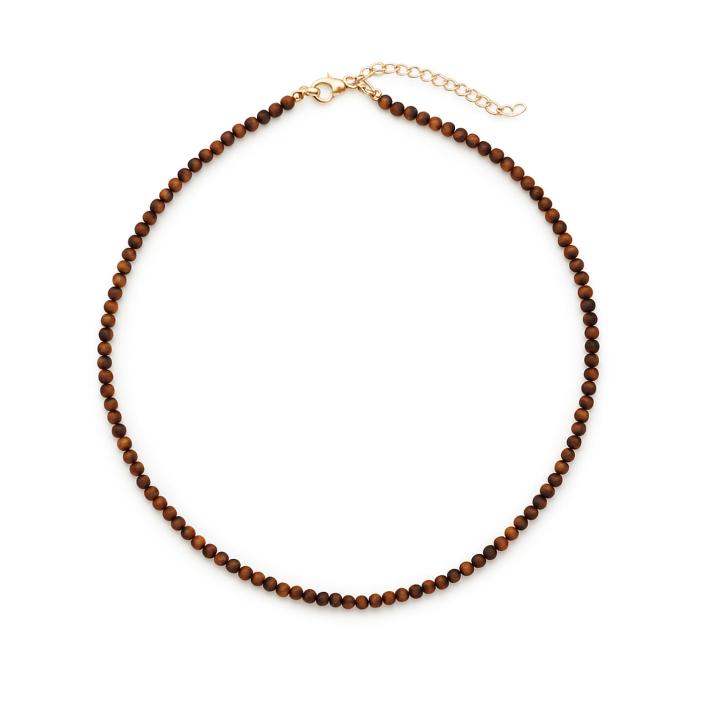 Natural Stone Beads Single Strand Necklace: Tiger's Eye Brown