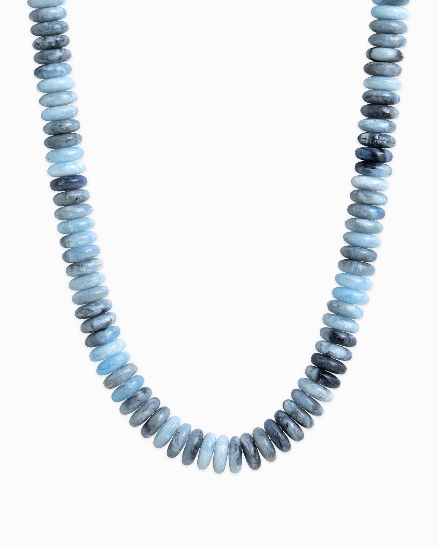 Neutral Color Wide Marble Beaded Necklace: Navy